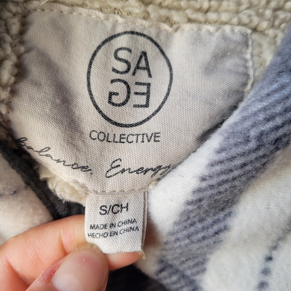 Sage Women S/CH Plaid Super Plush Sherpa Lined Fleece Shirt Jacket White Gray - Picture 4 of 13